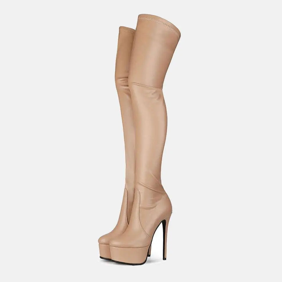 Pink Patent Platform High Heel Boots